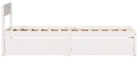 Cama sem colchão 90x200 cm madeira de pinho maciça branco