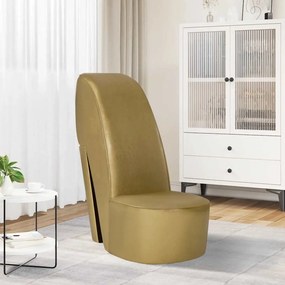 vidaXL Cadeira estilo sapato de salto alto couro artificial dourado