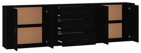 Aparadores 3 pcs derivados de madeira preto