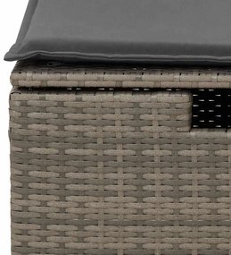 8 pcs conjunto sofás de jardim c/ almofadões vime PE cinzento