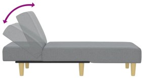 Chaise longue tecido cinzento-claro