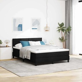 vidaXL Cama Box Spring com Colchão Preto 140x190 cm Tecido