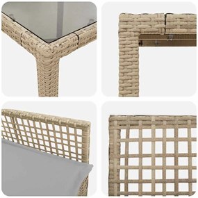 Conjunto de Jantar para Jardim 5 pcs Bege 90 x 90 x 75 cm