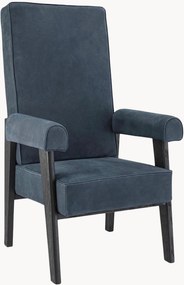 Poltrona artesanal em madeira de carvalho e couro com estofos Milo