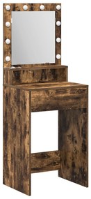 Mesa de Maquilhagem com Luzes LED em Carvalho Fumado 50x41x135 cm