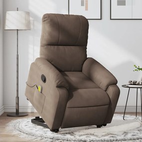 vidaXL Poltrona de massagens reclinável elevatória microfibra castanho