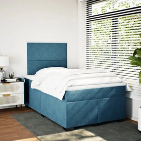 Cama boxspring com colchão 120x190 cm veludo azul