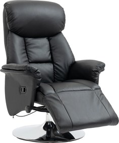 Poltrona de relaxamento reclinável e giratória com apoio para os pés ajustável, até 150 kg, para sala de estar, quarto, cinema em casa, preta
