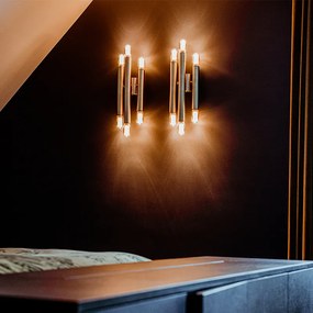 Candeeiro de parede vintage dourado 6 luzes - Tubi