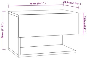 Mesas de cabeceira montagem na parede 2 pcs cinzento cimento