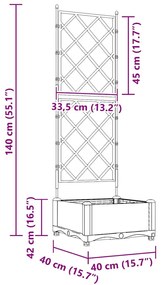 Vaso de Jardim com Treliça Cinza 40x40x125.5 cm