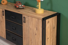 Conjunto de Mobiliário de Sala Cosmo – Pinho Atlântico/Preto – Variada