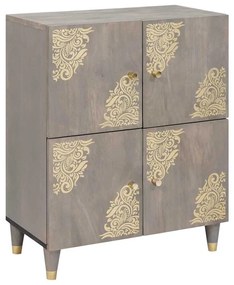 vidaXL Buffet Cinza e Ouro 60 x 33 x 75 cm Madeira de mangueira maciça