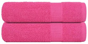 vidaXL Toalhas de banho 2 pcs FROGN 100x150 cm 100% algodão rosa