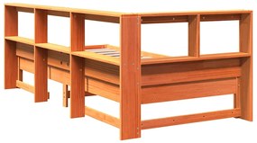 Cama com estante sem colchão 75x190cm pinho maciço castanho-mel
