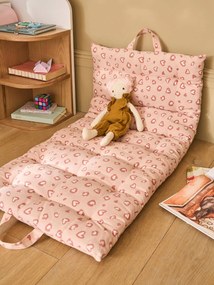 Colchão de chão com estampado leopardo e pegas rosa