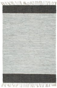 vidaXL Tapete chindi tecido à mão 80x160cm couro cinzento-claro/preto
