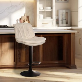 Banco de bar em tecido com estrutura preta 92-113 x 46 x 54 cm cor creme