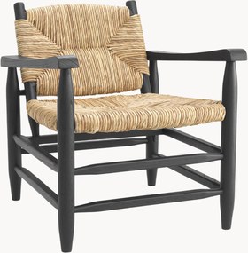 Cadeira de braços em madeira de mindi com assento em ervas marinhas entrançadas Elliott