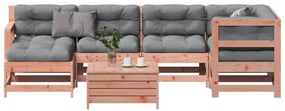 7 pcs conj. lounge jardim com almofadões madeira douglas maciça