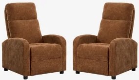 Pack De 2 Poltronas Reclináveis Estofadas Libuliana Chenille Castanho Ferrugem - Sklum