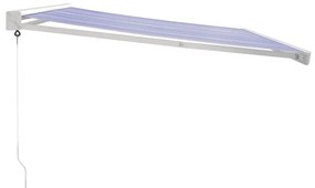 Toldo retrátil 4x3 m tecido e alumínio azul e branco