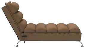 Chaise lounge de massagem com almofadões tecido castanho