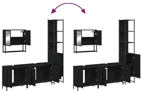 4 pcs conjunto móveis casa de banho derivados de madeira preto