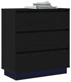 Criado-mudo vidaXL com LED Carvão Preto 71x34,5x75 cm em Madeira Engen