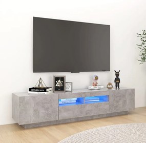 Móvel de TV com luzes LED 180x35x40 cm cinzento cimento