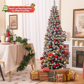 Árvore de Natal artificial com neve de 180 cm com 460 pontas de ramos Base metálica Árvore decorativa sazonal dobrável com forma fina Verde