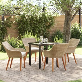 vidaXL Conjunto de Jantar de Jardim 5 Peças em Vime Bege