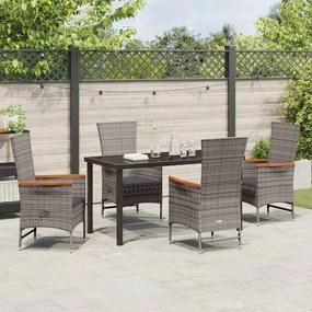 Cadeiras Exteriores com almofada 5 pcs Cinzento Cinza Escuro