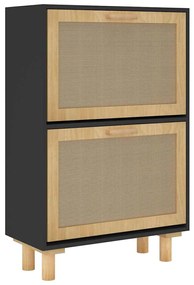 Sapateira 52x25x80 cm derivados de madeira/vime natural preto