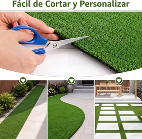 Rolo de Relva Artificial 5x1 m (5 m²) para Interior e Exterior Altura do pelo: 20 mm, Aspeto Realista, Verde
