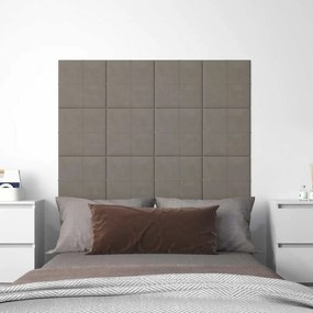 vidaXL Painel de parede 12 pcs 30x30 cm veludo 1,08 m² cinza-claro
