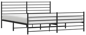 Estrutura de cama com cabeceira e pés 183x213 cm metal preto