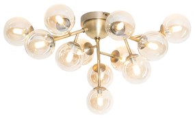 LED Plafond Inteligente Bronze com Vidro Âmbar 12 Luzes incl. 12 Wifi G9 - Bianca