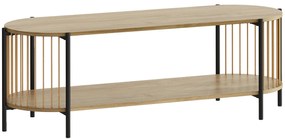 HOMCOM Móvel de TV Estilo Boémio Móvel de TV até 55 Polegadas com Detalhes em Corda de Papel e 2 Prateleiras Abertas 124x43,5x41 cm Madeira | Aosom Portugal