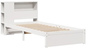 Cama com estante sem colchão 100x200 cm pinho maciço branco