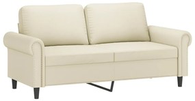 3 pcs conjunto sofás c/ almofadões couro artificial cor creme