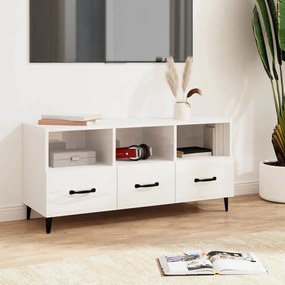 vidaXL Móvel de TV 102x35x50 cm derivados madeira branco brilhante