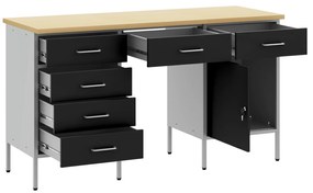Conjunto de Mesa e Armário de Trabalho VidaXL 3 Peças Preto em Madeira