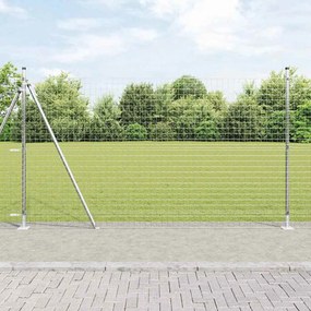 vidaXL Posts de Cerca com Placas de Base 52 pcs Ø32mm 83,5cm Aço Galvanizado