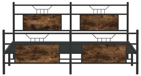 Estrutura de cama sem colchão 180x200cm metal carvalho fumado