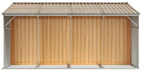 Abrigo de jardim 277x365,5x179cm aço galvanizado castanho-claro