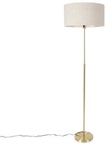 Luminária de pé regulável ouro com abajur cinza claro 50 cm - Parte Design
