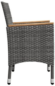 5 pcs conjunto de jantar para jardim cinzento