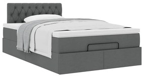 Cama otomana com colchão 120x190 cm tecido cinzento escuro