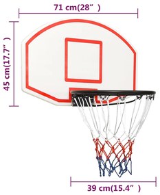 Tabela de basquetebol 71x45x2 cm polietileno branco